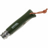 Нож Opinel №8 Trekking, нержавеющая сталь, кожаный темляк, хаки 001703
